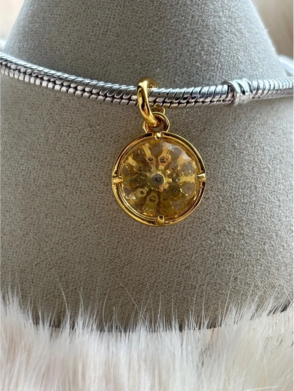 Pandora Radiate Your Moments Gold Plated Charm with Sparkling Stones